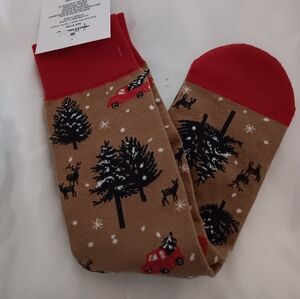 Hallmark Holiday Themed Brown and Red Socks NWT